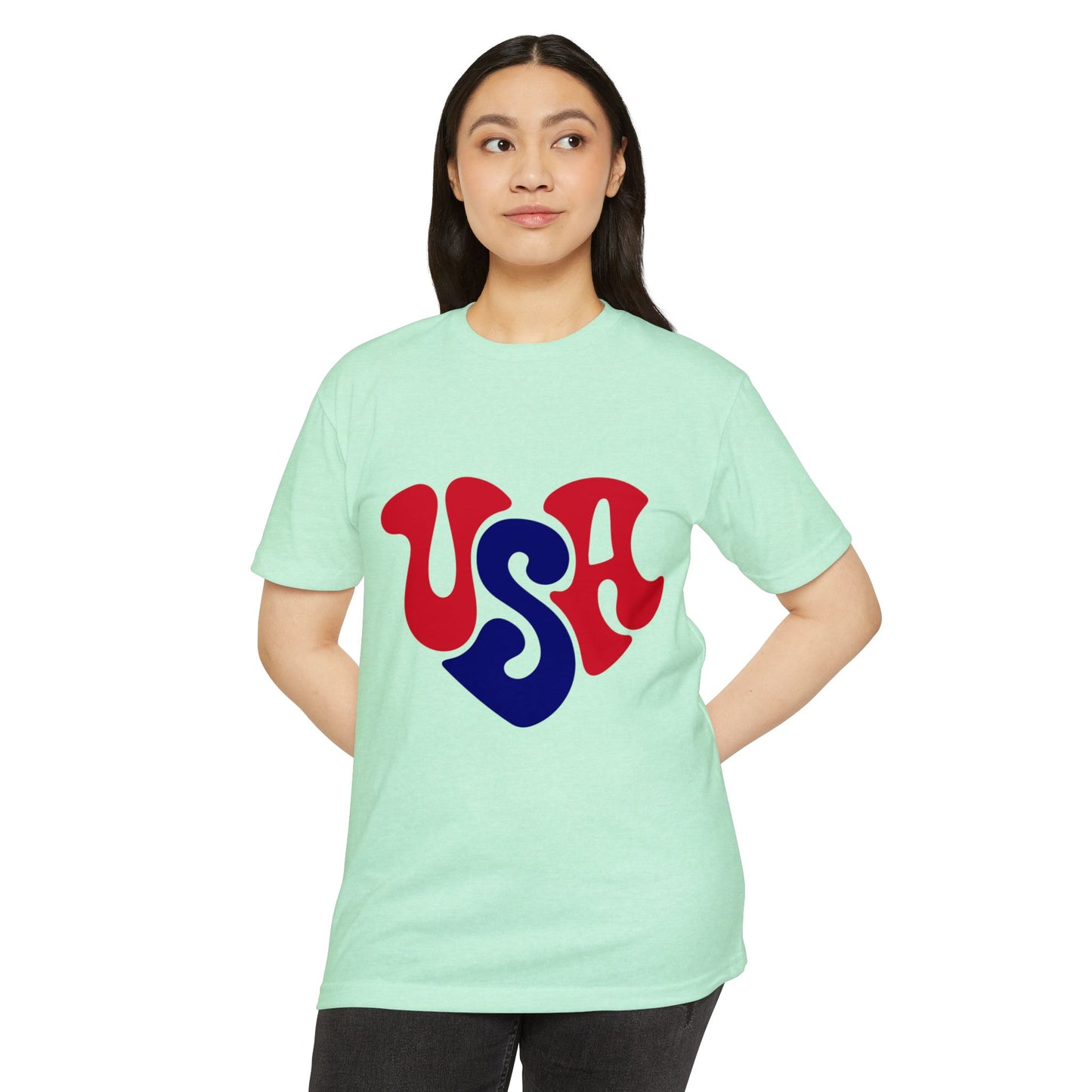 USA Heart Retro Graphic T-Shirt