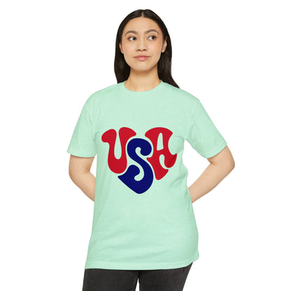 USA Heart Retro Graphic T-Shirt