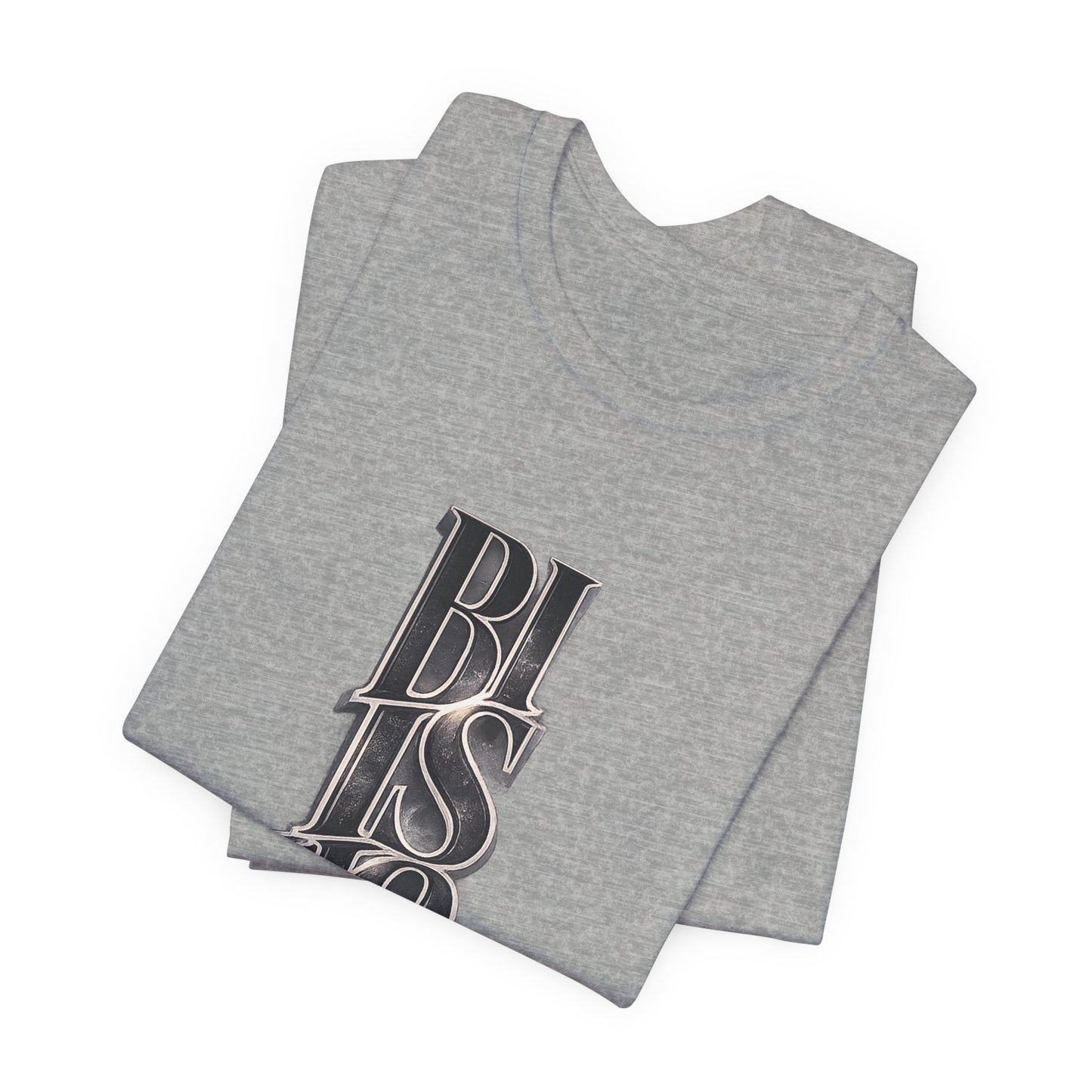 Bishop Vertical Script Tee — Vintage Gothic Lettering T-Shirt