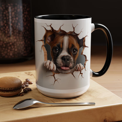 Boxer Puppy Peeking Coffee Mug — Cute Dog 11/15oz Accent Mug