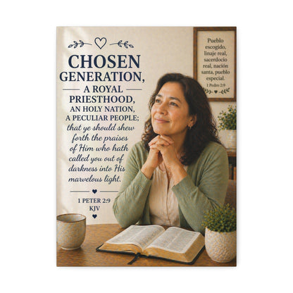 Stretched Canvas — "Chosen Generation" Inspirational Scripture Wall Art (1 Peter 2:9)