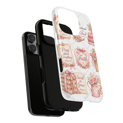 Faith Floral Phone Case – Christian Inspirational Scripture iPhone Cover (Choose Joy, Pray, Faith)