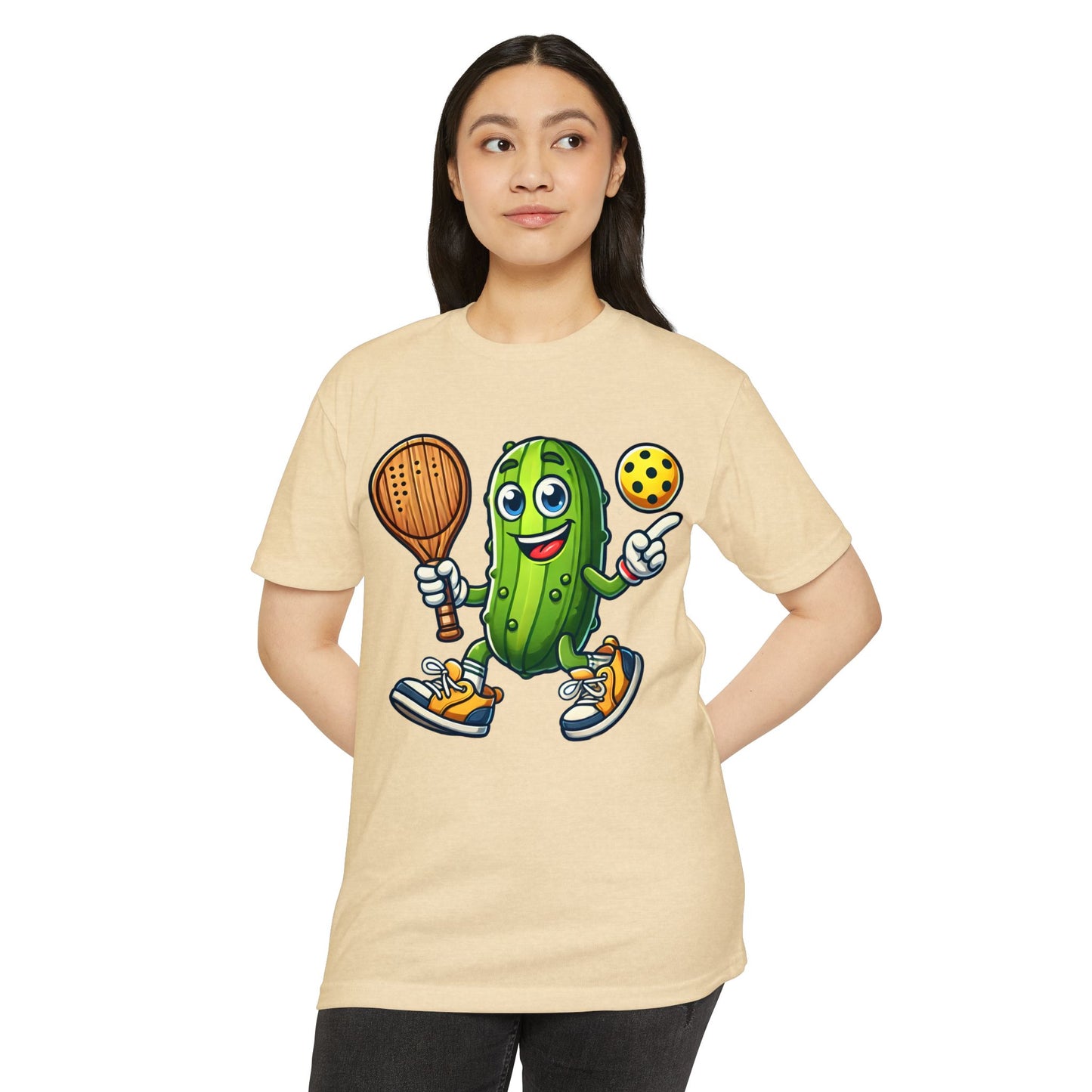 Pickle Pickleball T-Shirt – Cute Pickle Playing Pickleball Graphic Tee