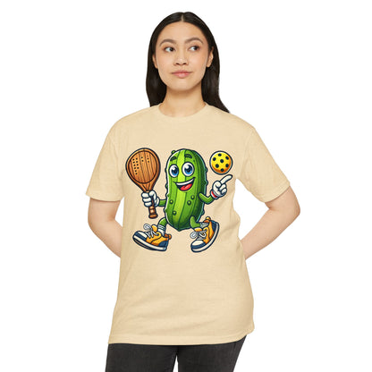 Pickle Pickleball T-Shirt – Cute Pickle Playing Pickleball Graphic Tee