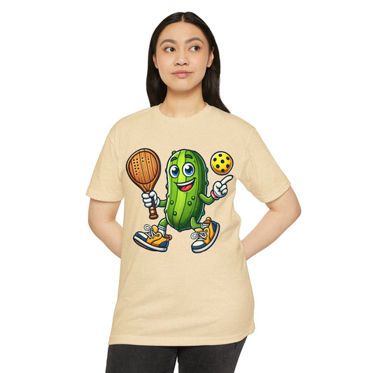 Pickle Pickleball T-Shirt – Cute Pickle Playing Pickleball Graphic Tee