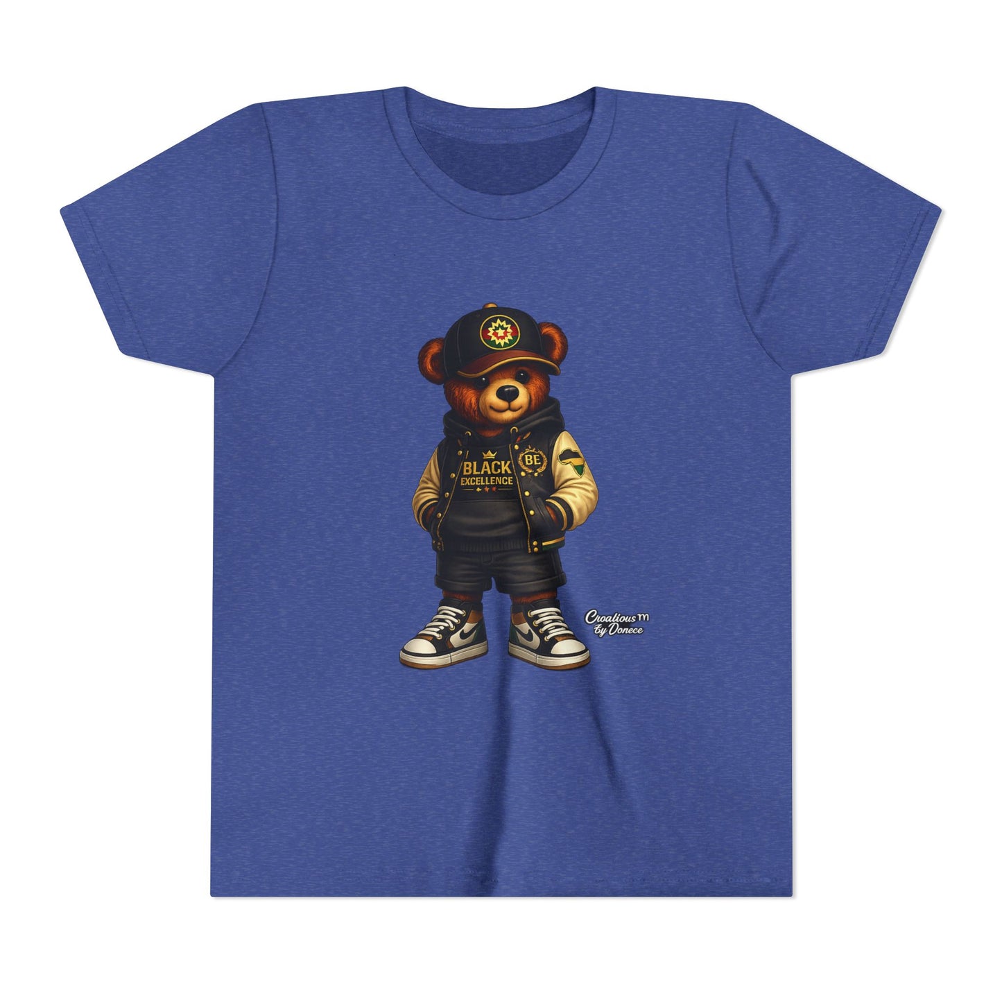 Youth Tee — Streetwear Teddy Bear Graphic (Black Varsity)
