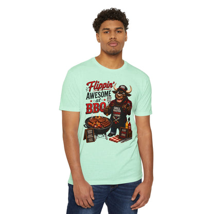 Flippin' Awesome at BBQ T-Shirt — Grill Master Bull Graphic Tee