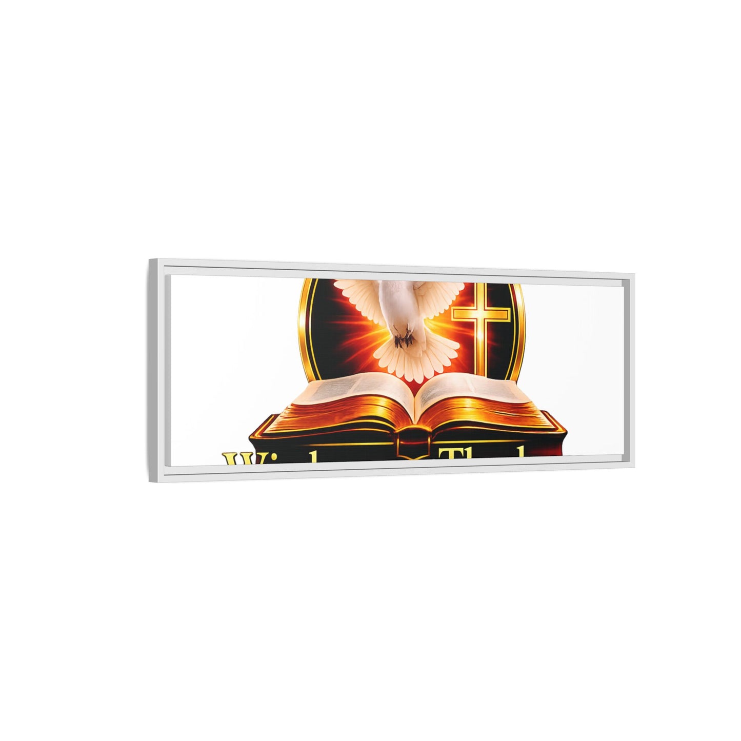 Framed Canvas Print — "Wisdom and Theology" Dove & Bible Wall Art