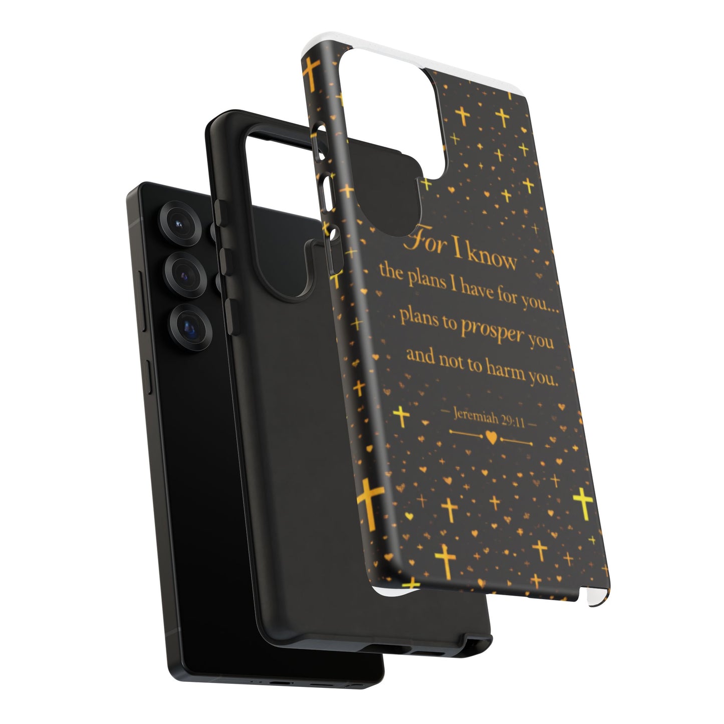 Phone Case — "For I Know" Jeremiah 29:11 Gold Cross Christian Tough Case
