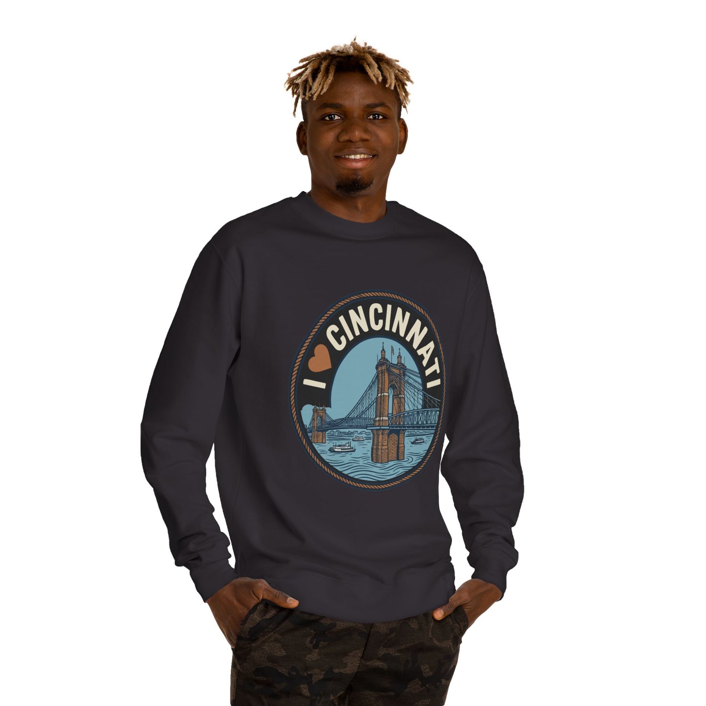 Cincinnati Bridge Crewneck Sweatshirt — I  Cincinnati Graphic