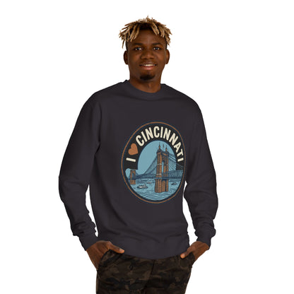 Cincinnati Bridge Crewneck Sweatshirt — I  Cincinnati Graphic