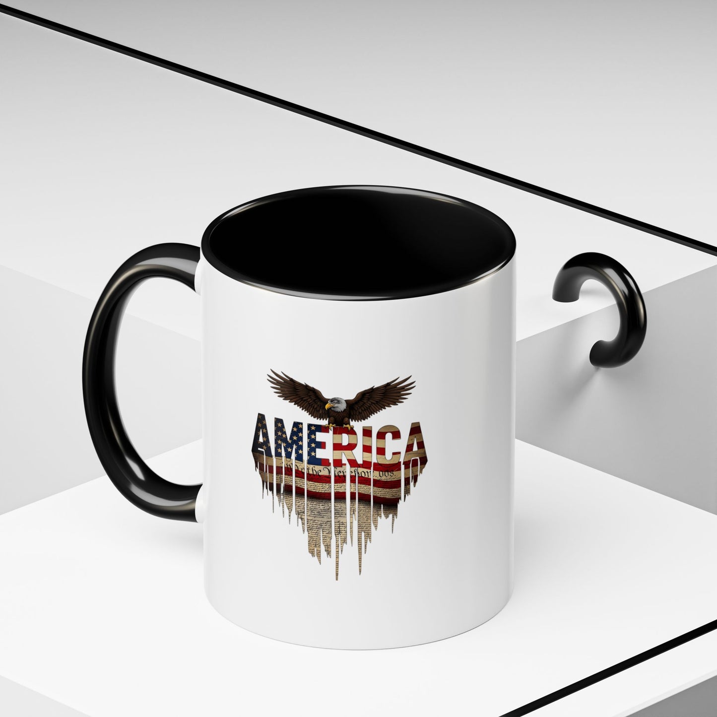 America Eagle Flag Accent Coffee Mug – Patriotic 11/15oz Ceramic