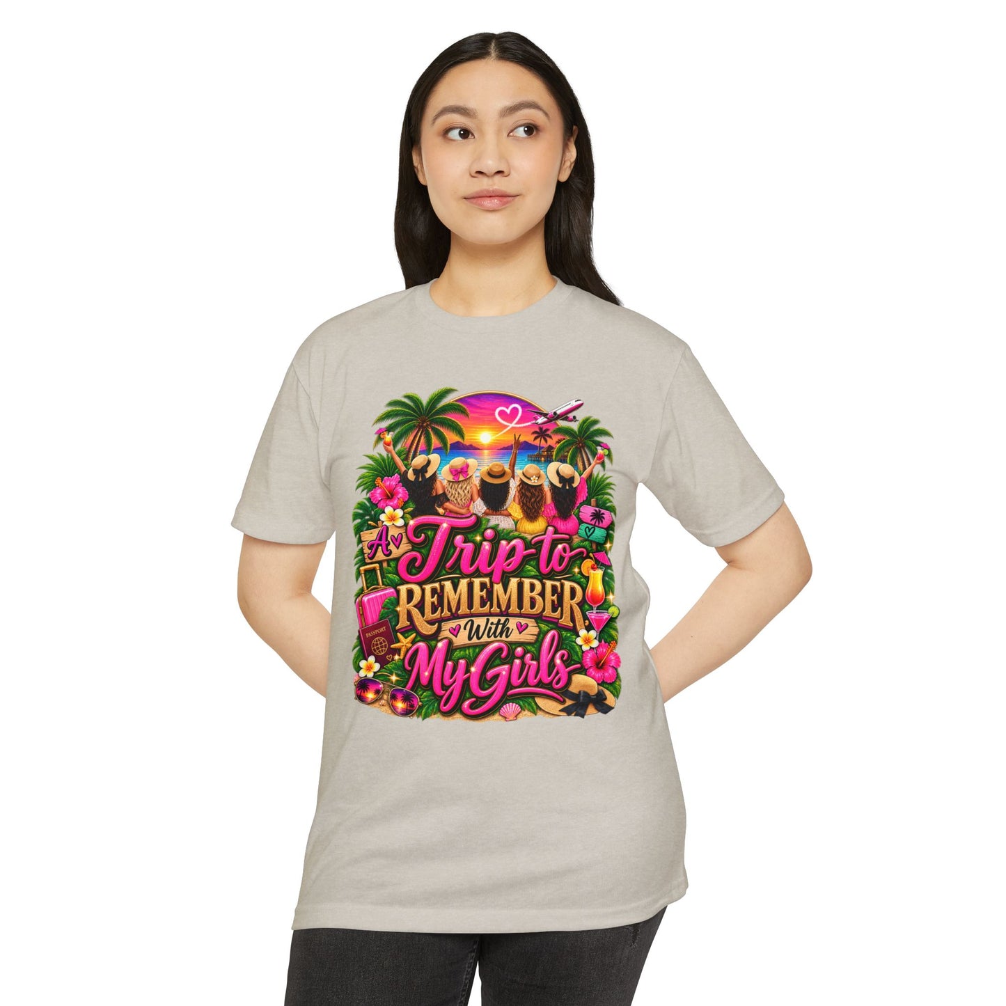 T-Shirt — 'A Trip to Remember With My Girls' Tropical Bachelorette/Besties Tee