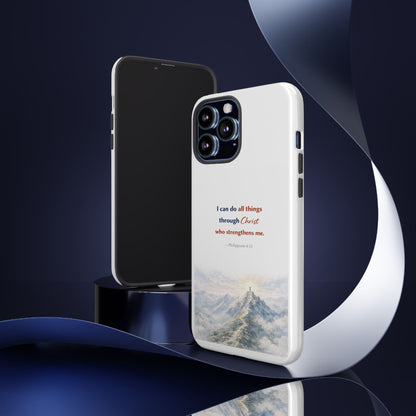 Christian Phone Case – “I Can Do All Things Through Christ” Inspirational Tough Case