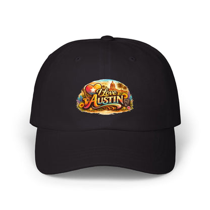 I Love Austin Dad Cap — Floral Heart City Pride Baseball Hat