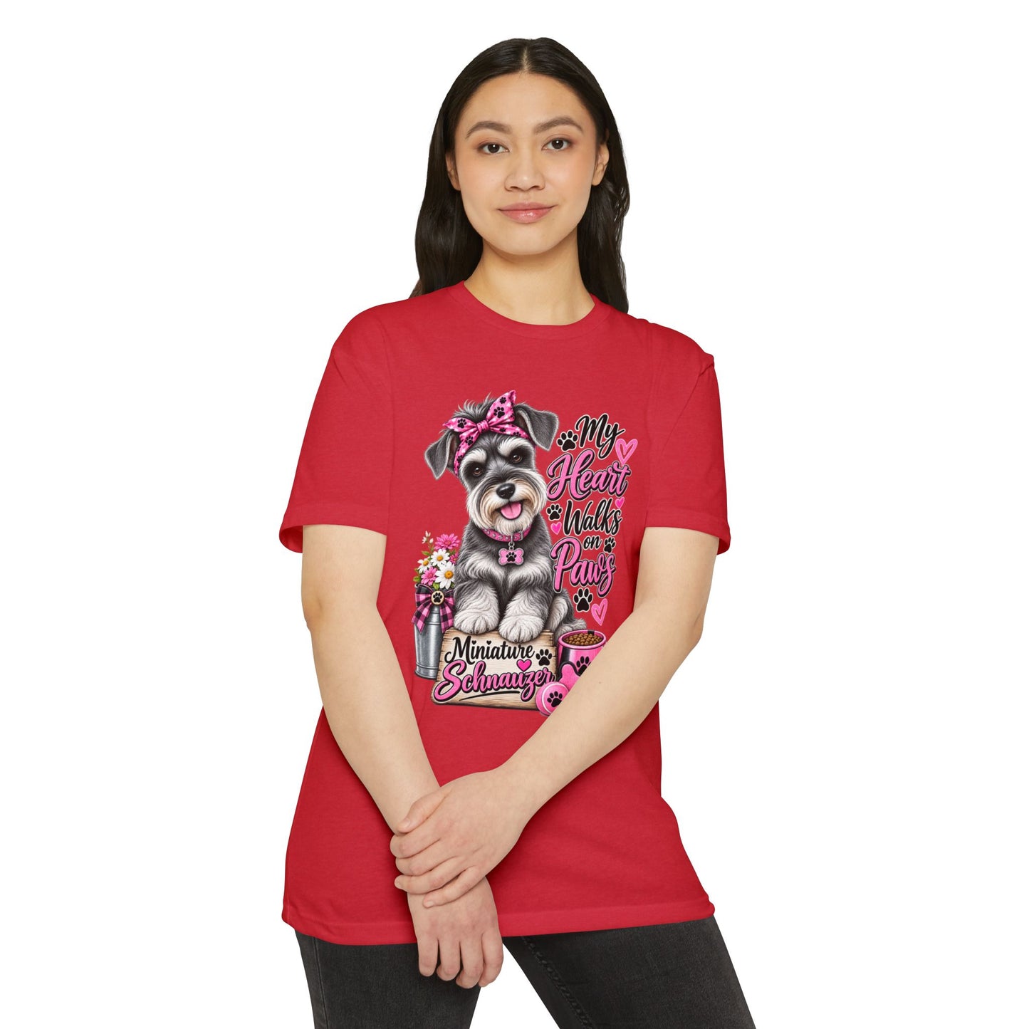 Miniature Schnauzer T-Shirt - "My Heart Walks on Paws" Cute Dog Tee
