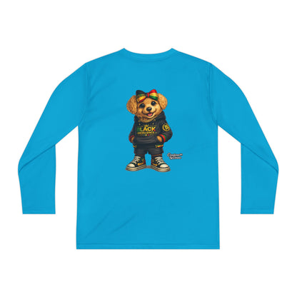 Youth Long Sleeve Tee — Trendy Bear Graphic "Black Excellence"