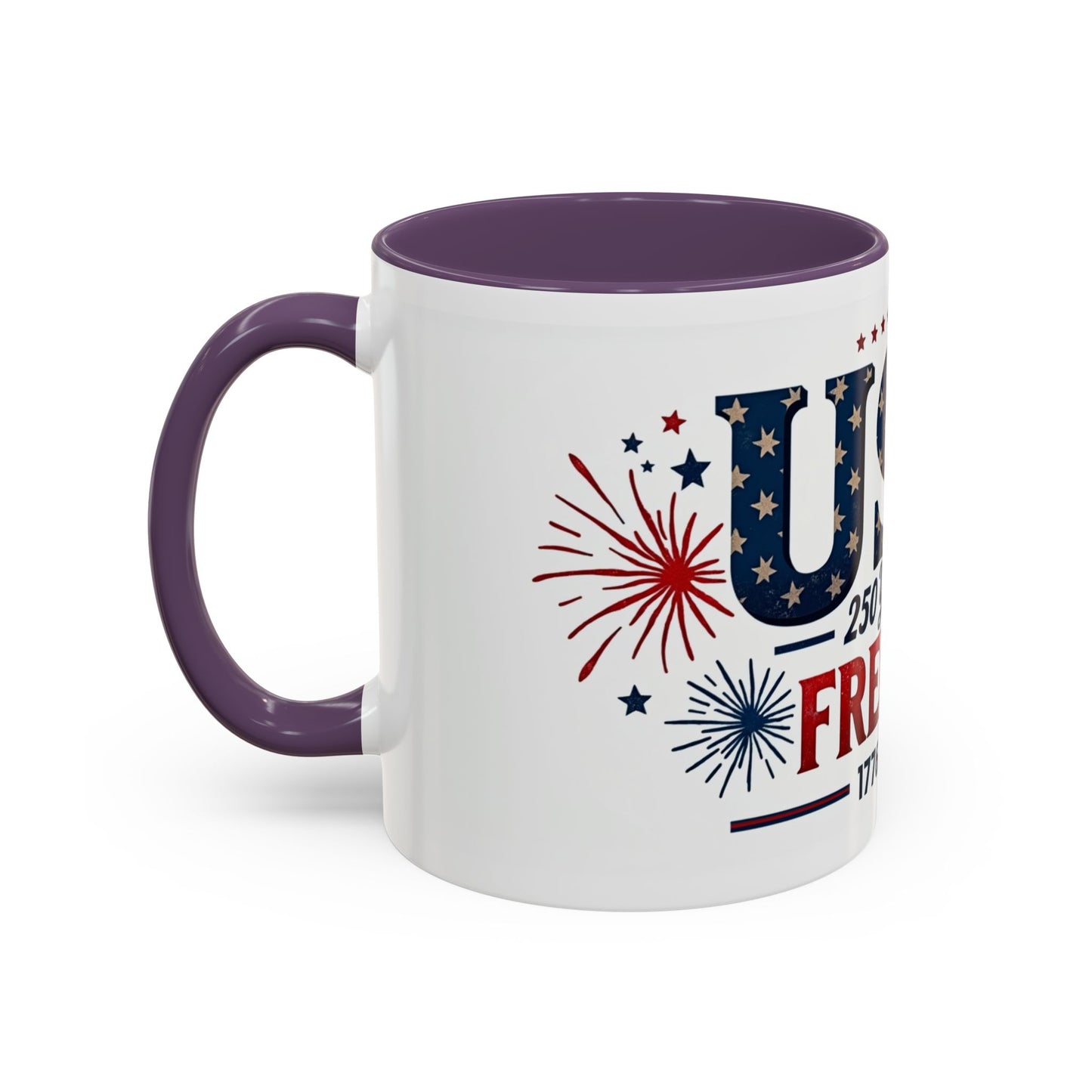 USA 250 Years of Freedom Accent Coffee Mug – 1776–2026 Patriotic Fourth of July Gift