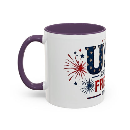 USA 250 Years of Freedom Accent Coffee Mug – 1776–2026 Patriotic Fourth of July Gift