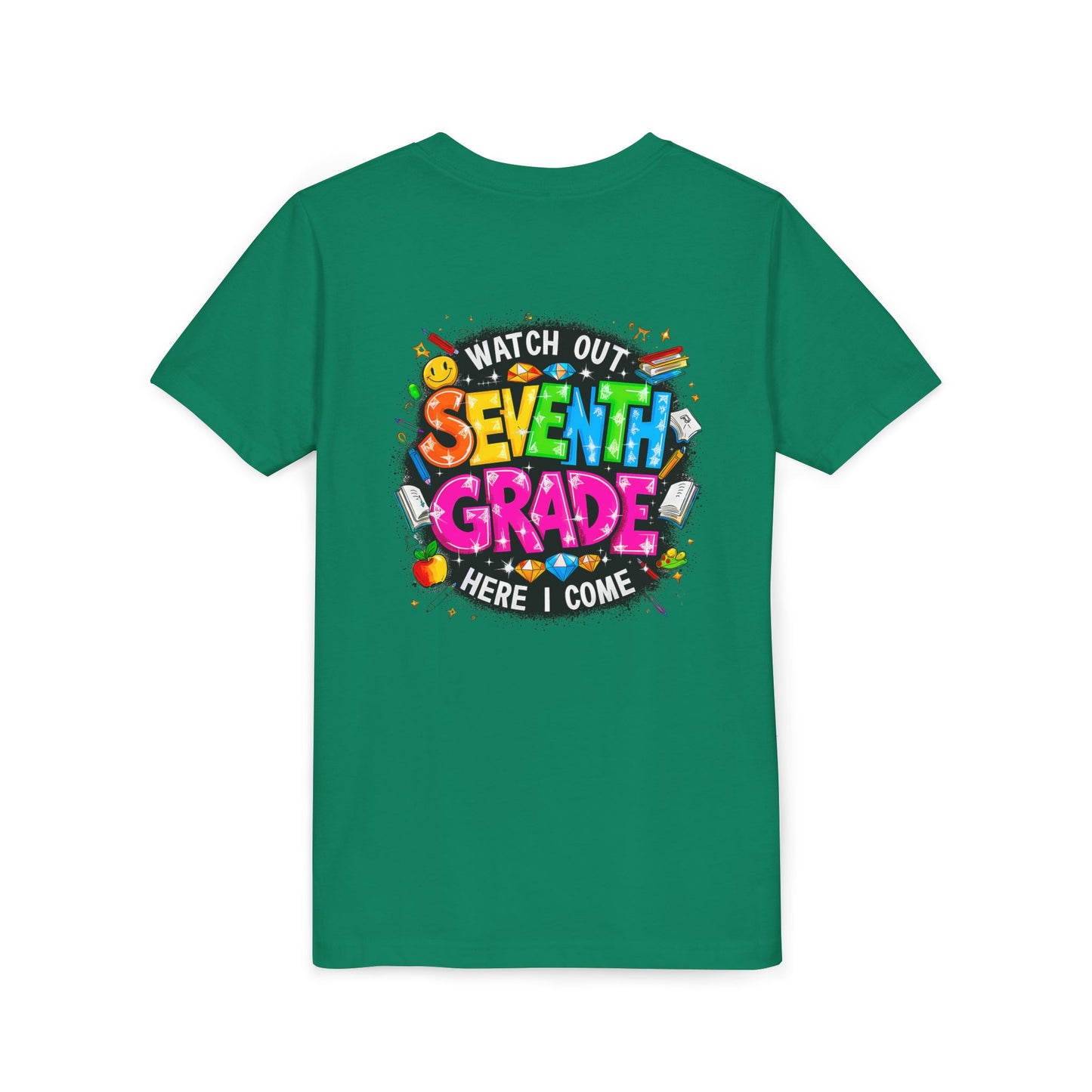 Seventh Grade Kids T-Shirt – “Watch Out Seventh Grade Here I Come” Back-to-School Tee