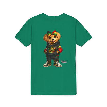 Youth Tee — Black History Queen Bear Graphic T-Shirt