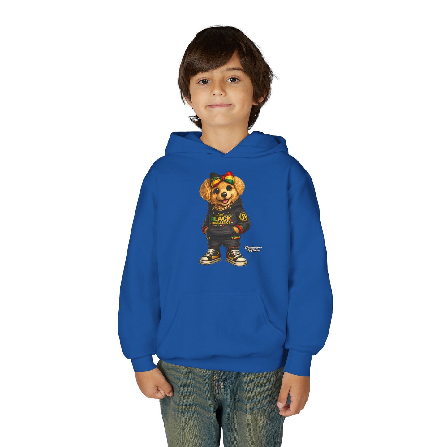 Youth Hoodie — Black Excellence Bear Graphic Sweatshirt (Kids)