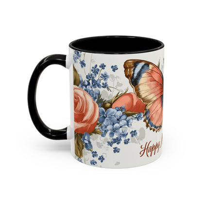 Mother's Day Butterfly Coffee Mug - 'Happy Mother's Day' Floral Accent Mug