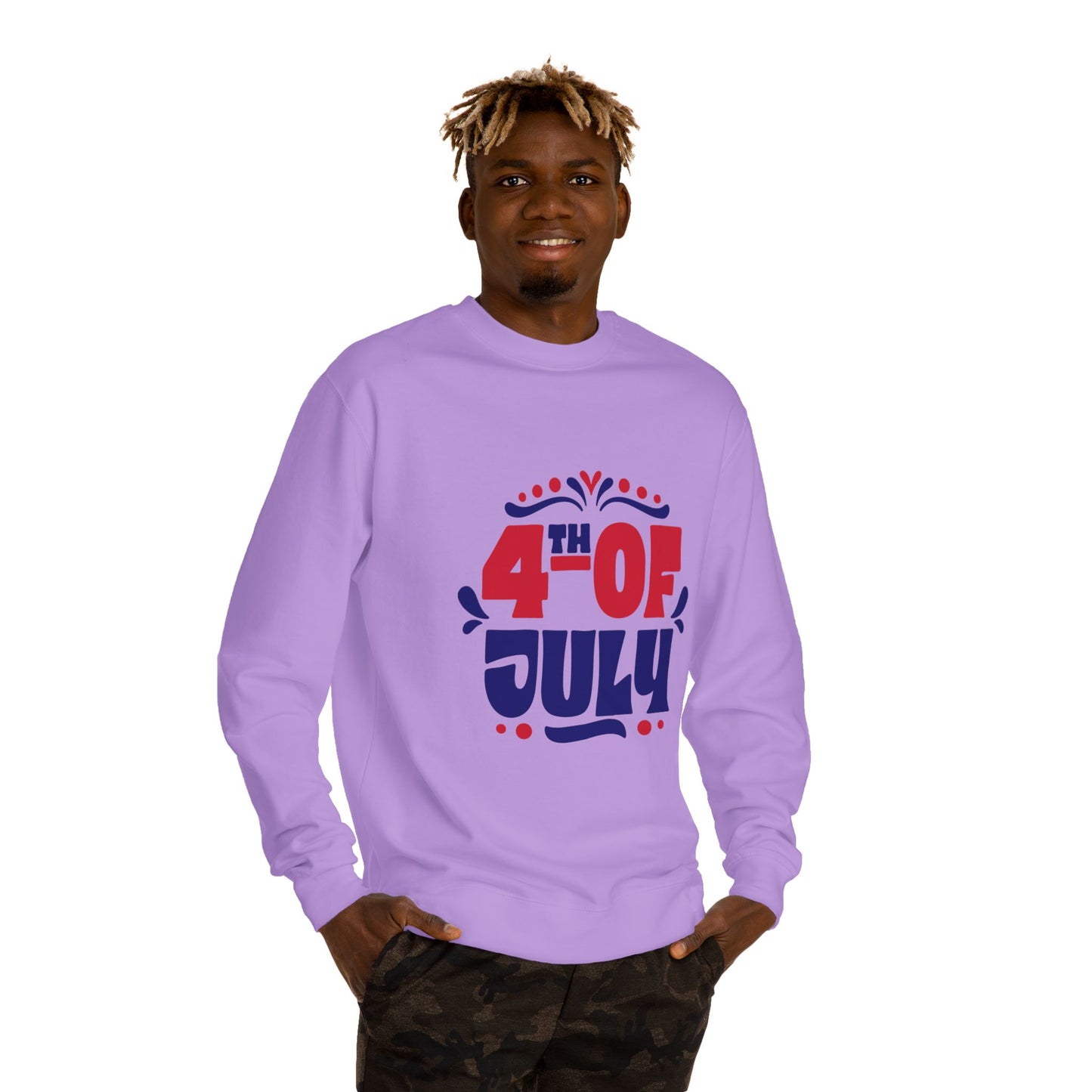4th of July Sweatshirt — Patriotic Red & Blue Independence Day Crewneck
