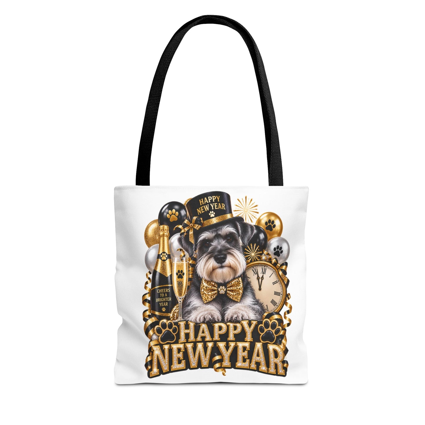 New Year Puppy Tote - Happy New Year Schnauzer Party Bag