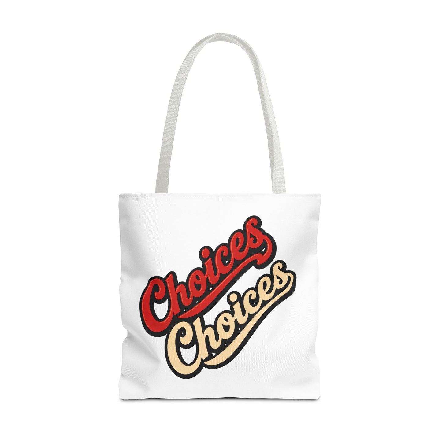 Choices Retro Script Tote Bag — Vintage Two-Tone Typography Canvas Tote