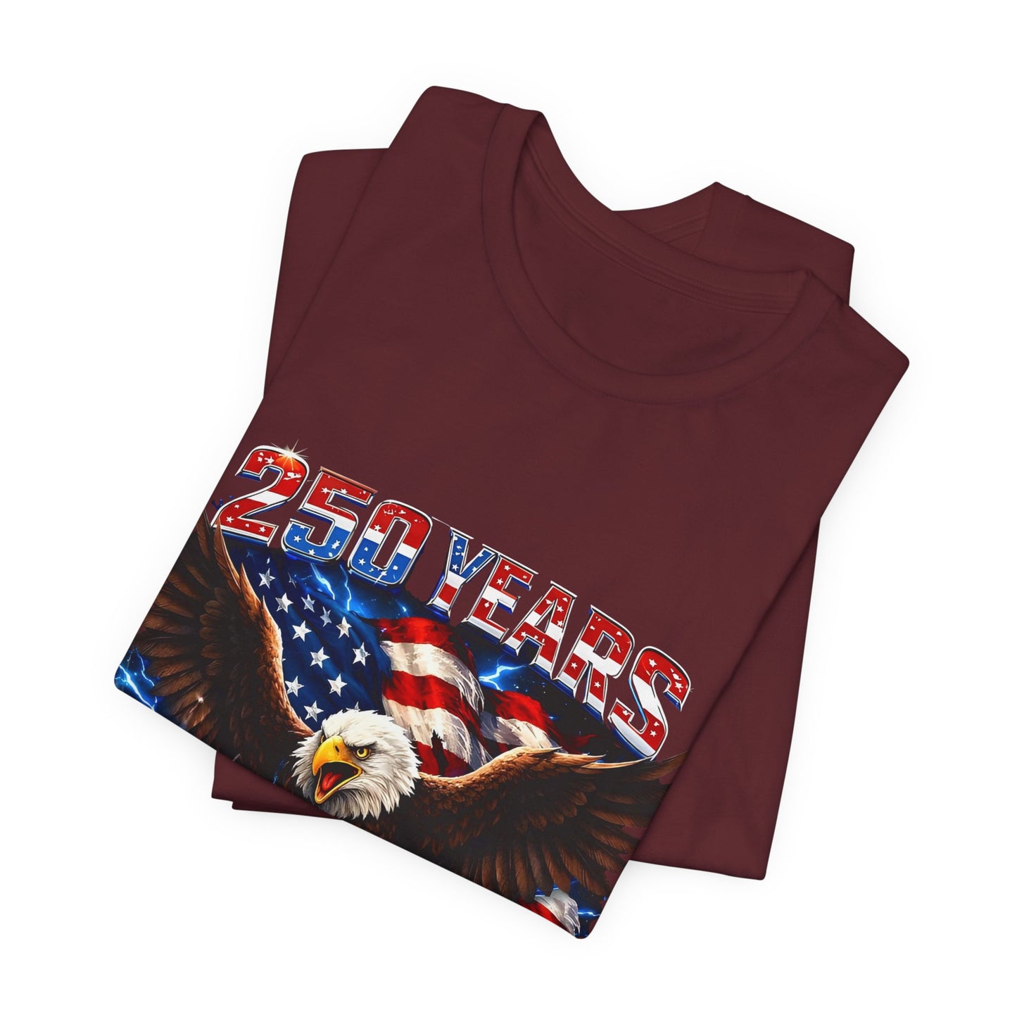 250 Years Bald Eagle American Flag T-Shirt — 1776–2026 Patriotic Tee