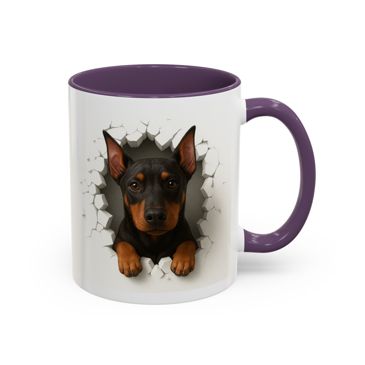 Doberman Peekaboo Accent Coffee Mug – Cute Dog Lover Gift (11/15oz)