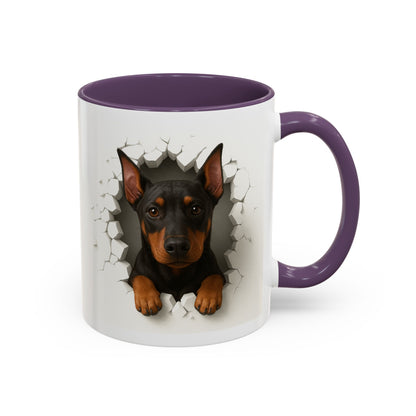 Doberman Peekaboo Accent Coffee Mug – Cute Dog Lover Gift (11/15oz)