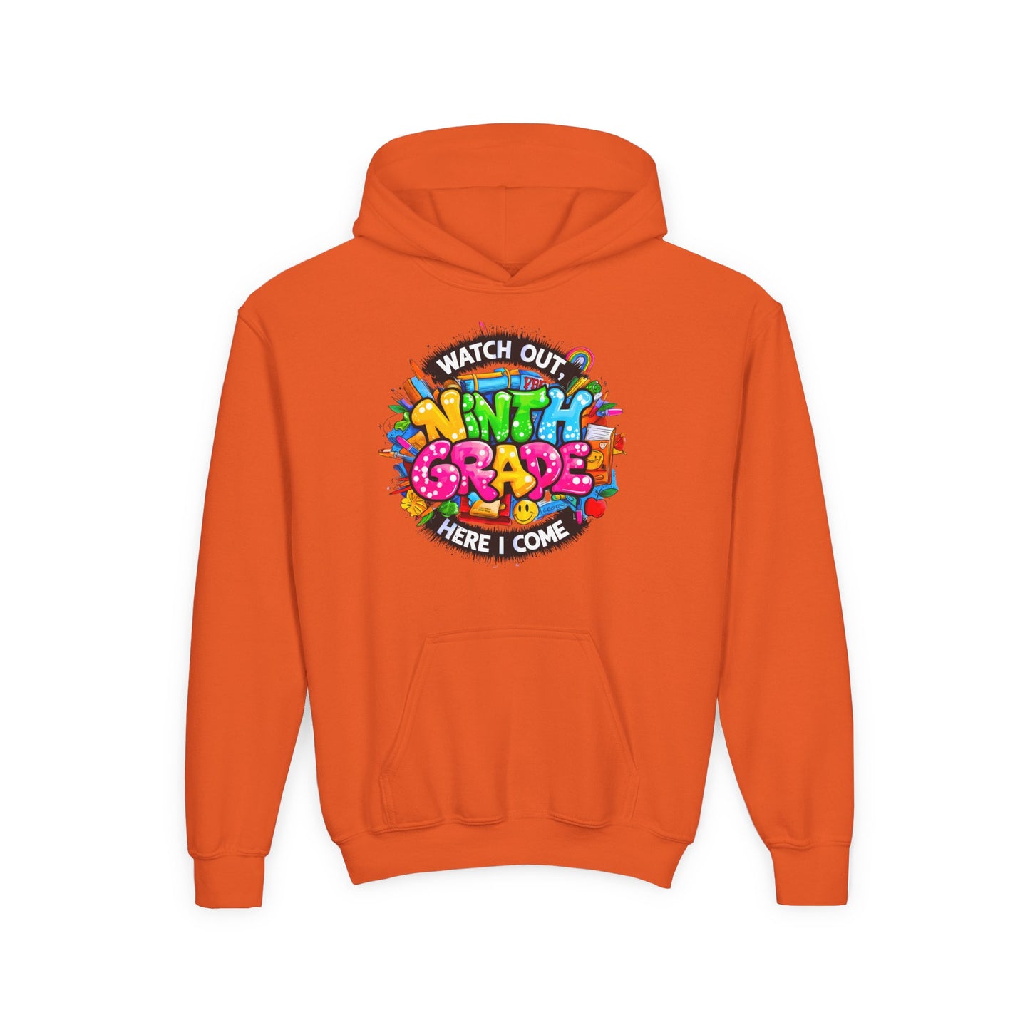 Kids' 4th Grade Hoodie – "Watch Out 4th Grade Here I Come" Colorful Back-to-School Sweatshirt