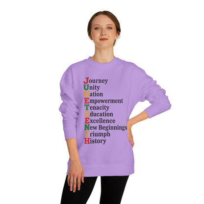 Juneteenth Acrostic Sweatshirt — Journey Unity Nation Empowerment Tee