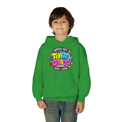 Third Grade Hoodie — "Watch Out Third Grade Here I Come" Kids Back-to-School Sweatshirt