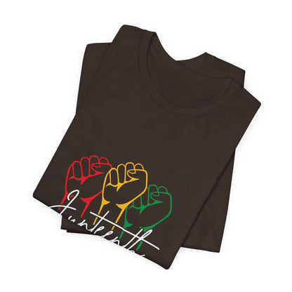 Juneteenth Fist T-Shirt — Pan-African Colors Celebration Tee