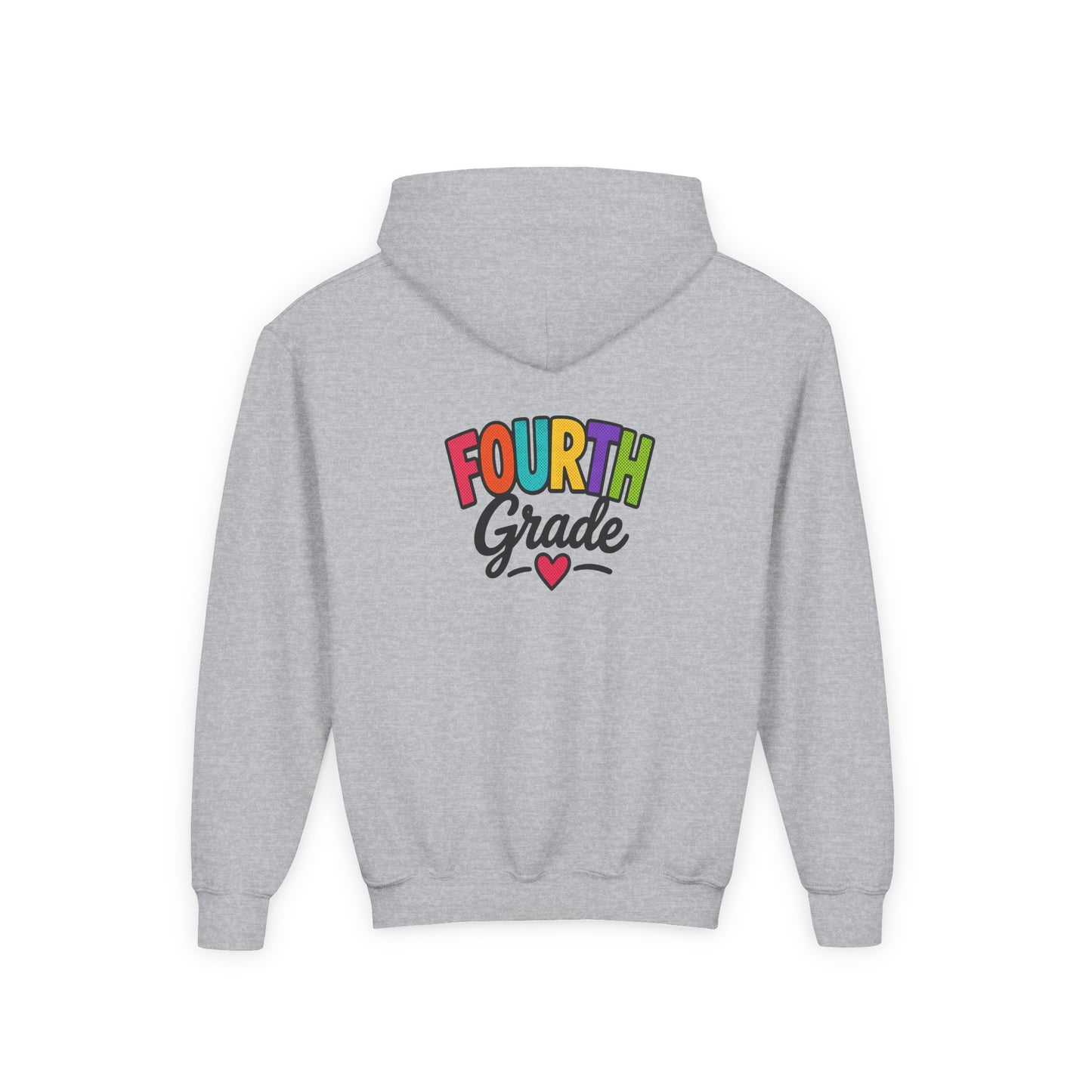 Fourth Grade Hoodie — Colorful Kids School Sweatshirt (“Fourth Grade” with Heart)