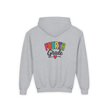 Fourth Grade Hoodie — Colorful Kids School Sweatshirt (“Fourth Grade” with Heart)