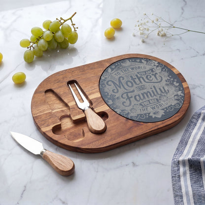 Engraved Charcuterie Board — "To the World You Are a Mother" Serving Set