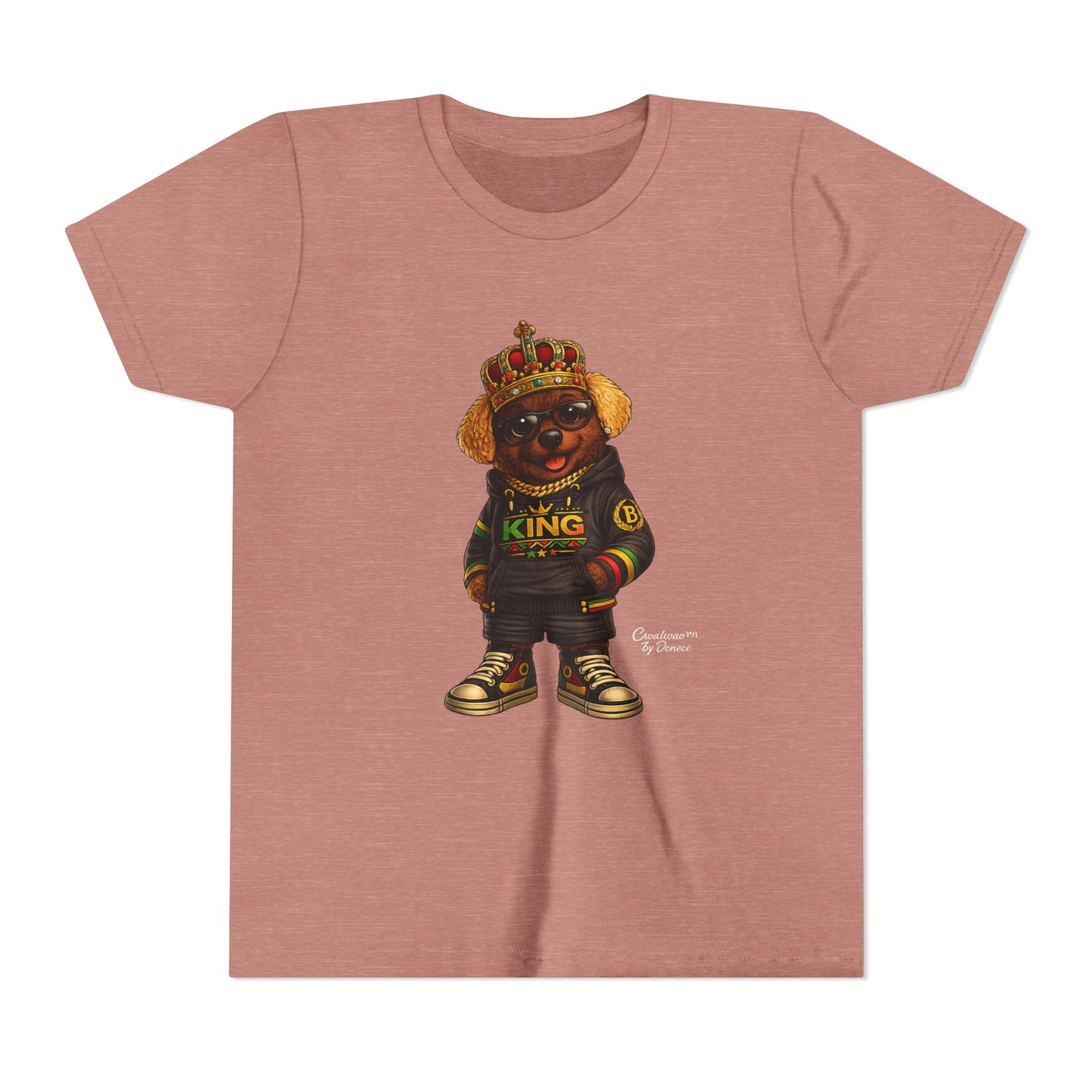 Youth Tee — 'Lil King' Crowned Bear Graphic Shirt