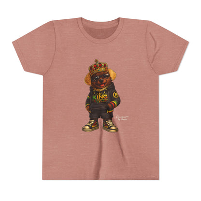 Youth Tee — 'Lil King' Crowned Bear Graphic Shirt