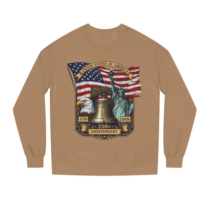 Liberty 250th Anniversary Sweatshirt — USA Flag, Statue of Liberty & Liberty Bell Design