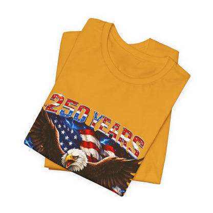 250 Years Bald Eagle American Flag T-Shirt — 1776–2026 Patriotic Tee