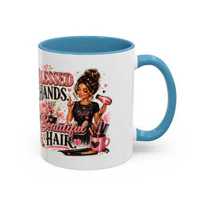 Blessed Hands Beautiful Hair Coffee Mug — Stylist Barber Hairdresser Gift