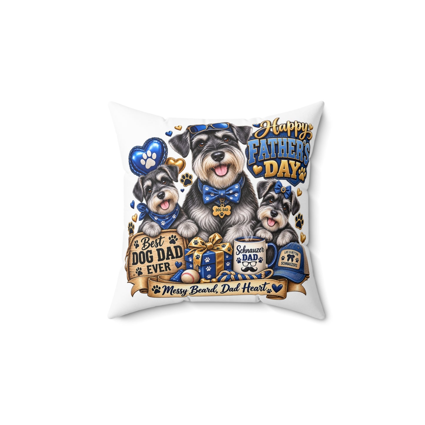 Happy Father’s Day Dog Dad Pillow — Best Dog Dad Ever Schnauzer Gift