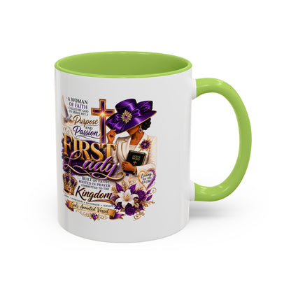 First Lady of Faith Accent Coffee Mug — Inspirational Christian Gift (11/15oz)
