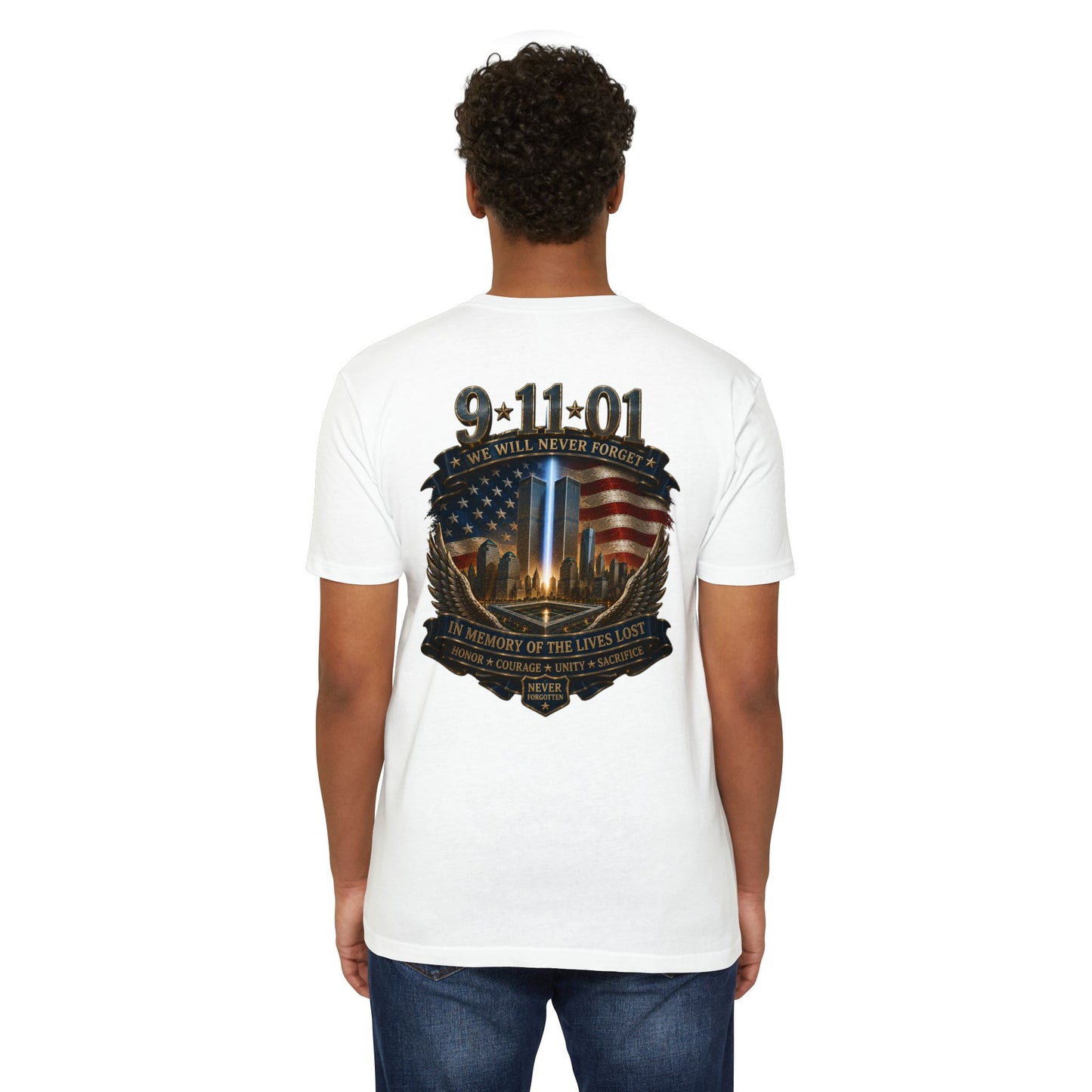 9/11 Memorial T-Shirt — "We Will Never Forget" Tribute Tee