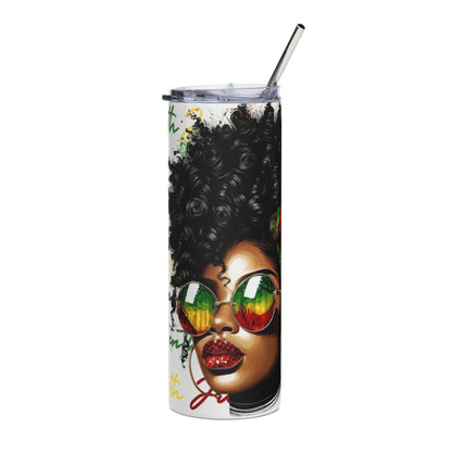 20oz Stainless Steel Tumbler — Afrocentric Woman with Rasta Sunglasses Travel Cup
