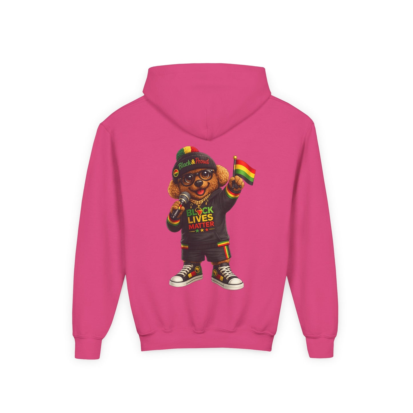 Youth Hoodie — Black Lives Matter Rasta Bear Kids Pullover